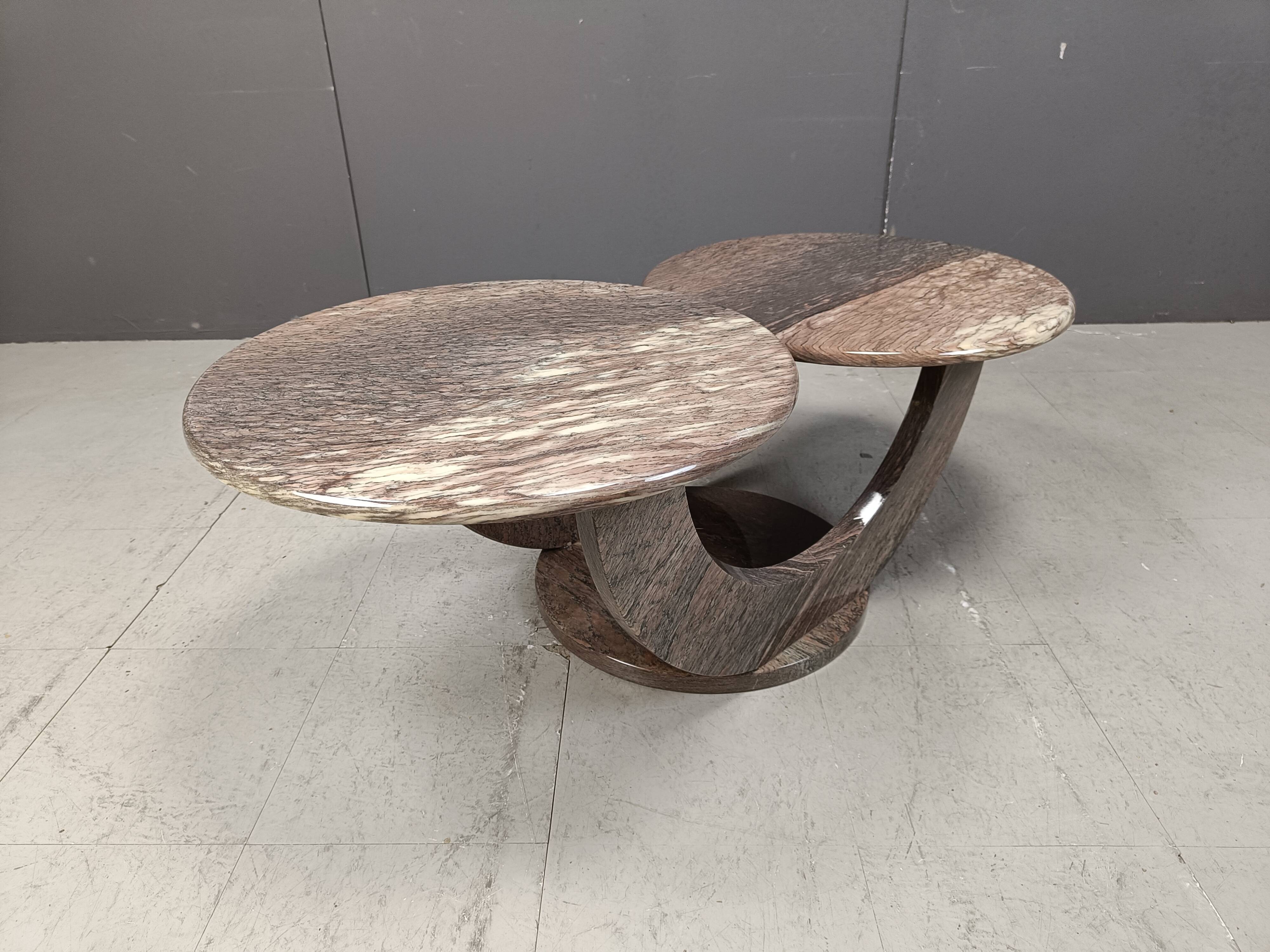 Vintage two tier marble coffee table, 1970s
