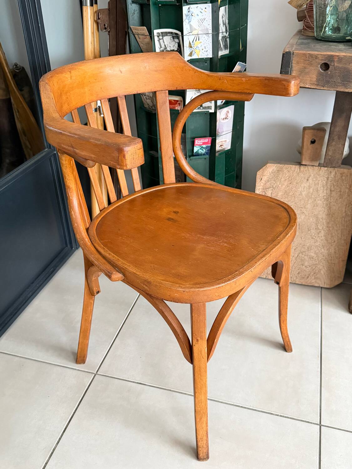 Fauteuil de bureau Baumann bois courbé 1950
