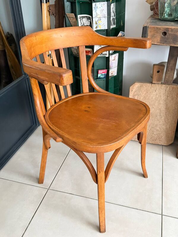Fauteuil de bureau Baumann bois courbé 1950