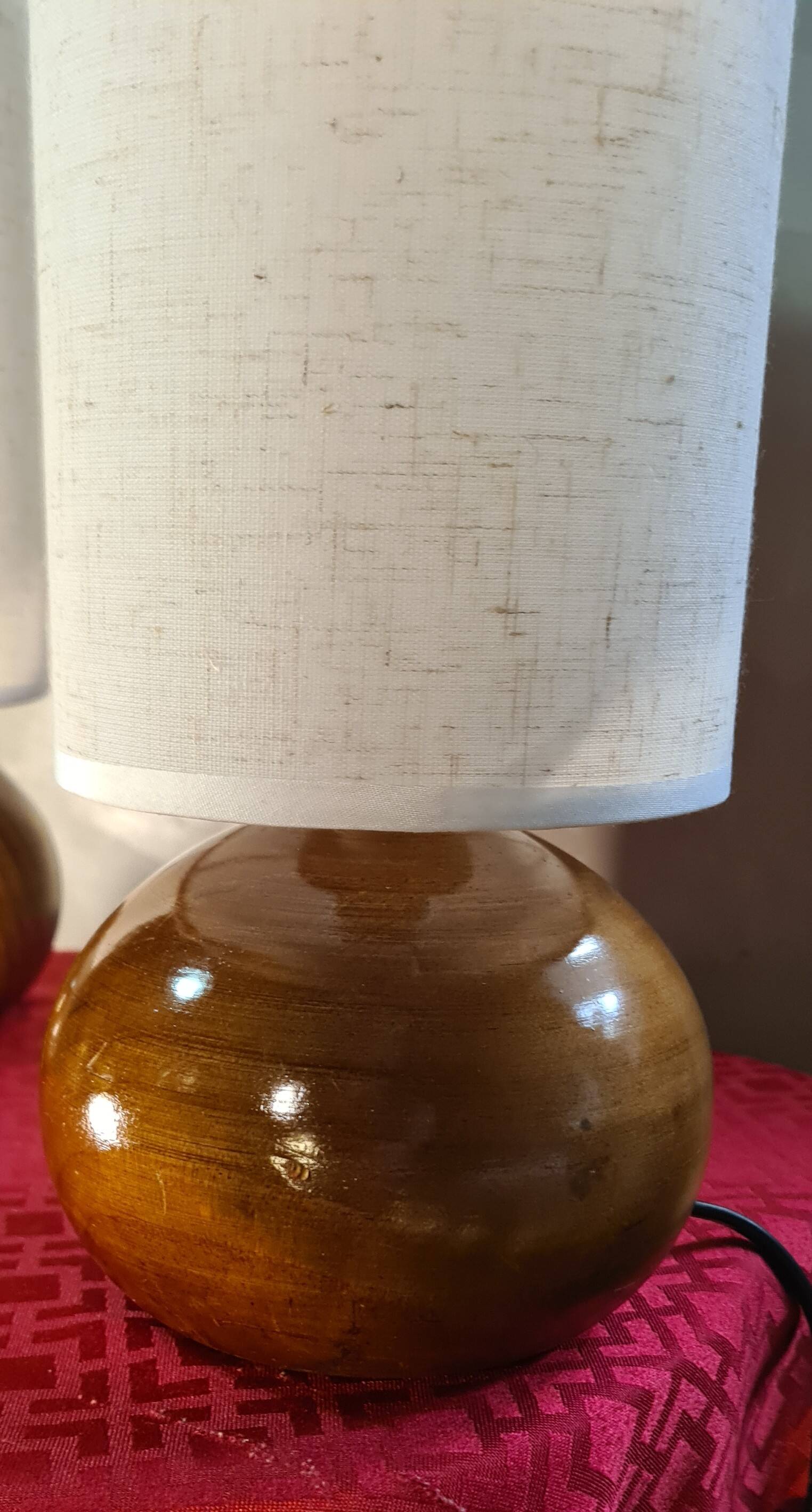 pair of solid wood ball lamps, Scandinavian style bedside lamp, 35 x 13