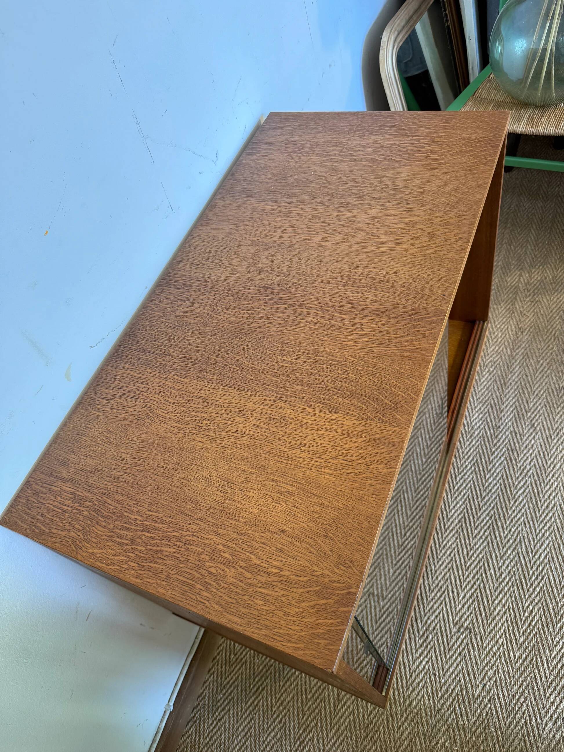 Enfilade vitrée vintage en placage de teck