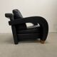 Vintage Streamline Black Leather Armchair, 1980/90s