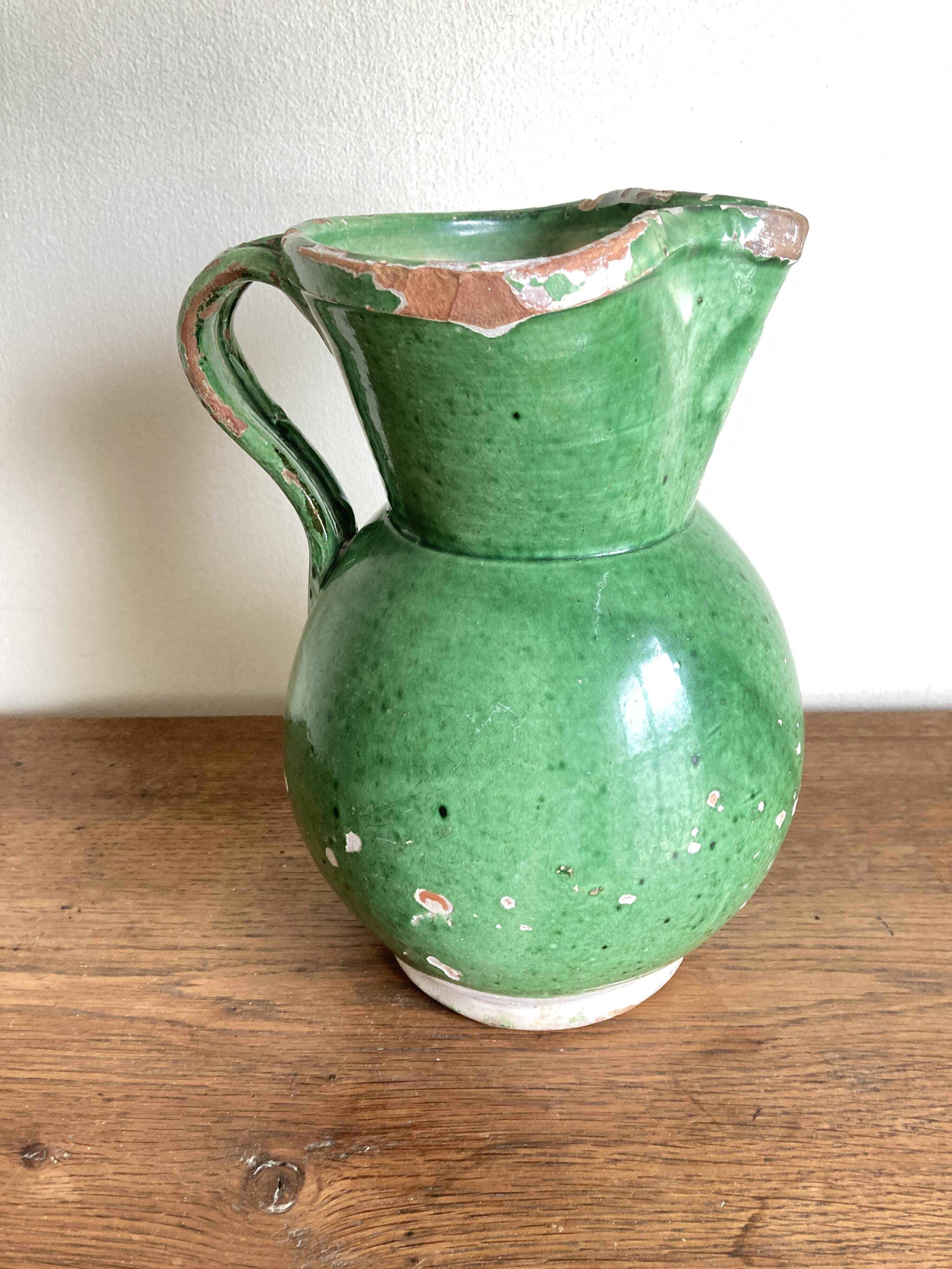 Vase pitcher Sicily Italy in glazed earthenware folk art 1950