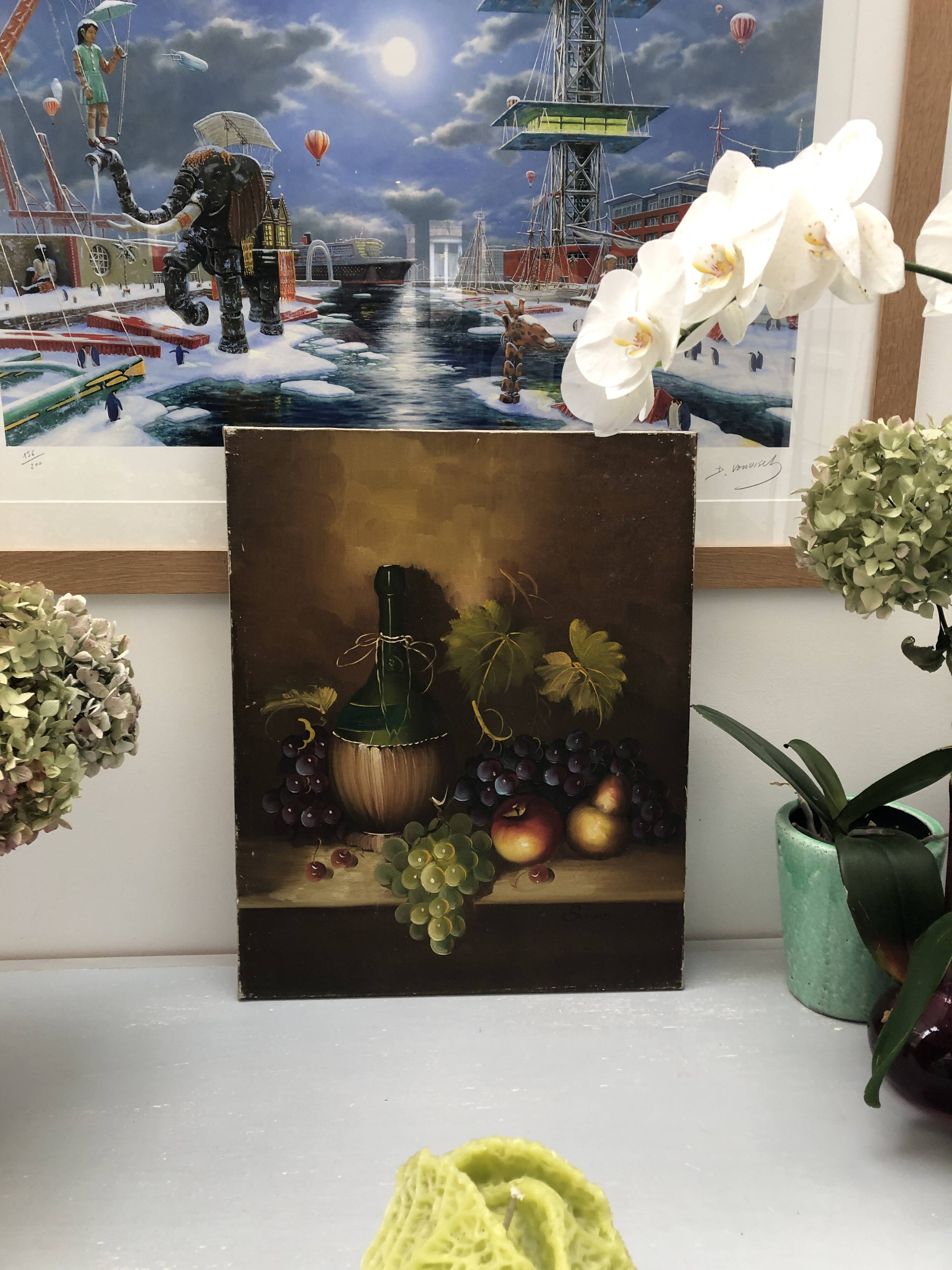 Still life painting with fruits