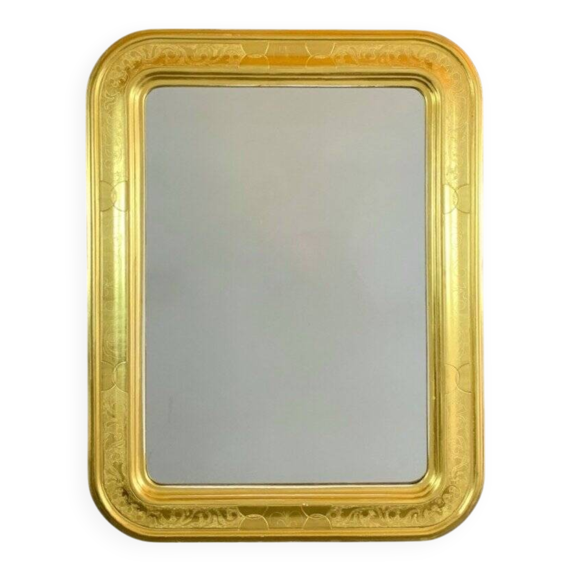 Classic Style Rectangular Golden Wood Mirror
