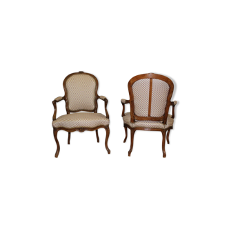 Pair of Louis XV period convertible armchairs