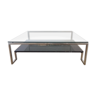 Coffee table marble chrome and glass 80