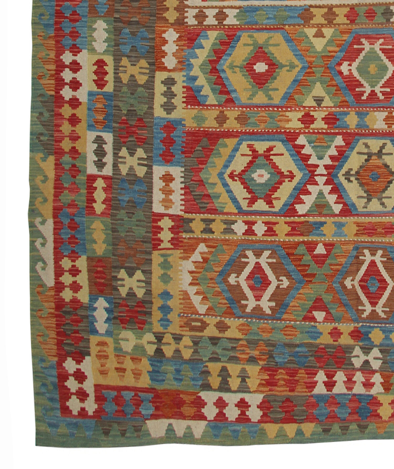 Tissé à la main Afghan Kilim Rug Large Wool Rug 257 x 299 cm