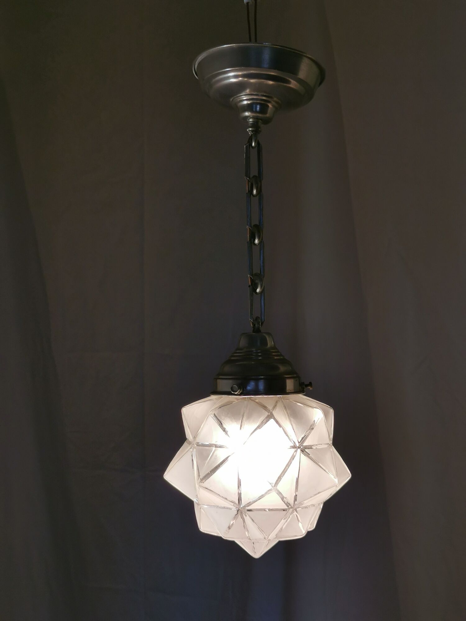 Star hanging in frosted glass and aluminum, 1960
