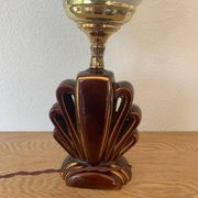 ▪️Art Deco Ceramic and Globe Lamp Stylized Shell Brown and Gold