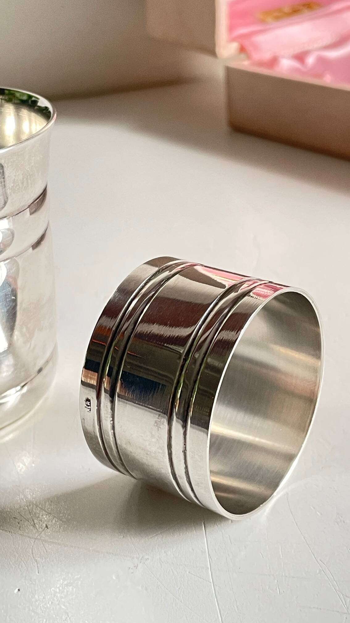 Silver-plated glass and napkin ring by UDNER