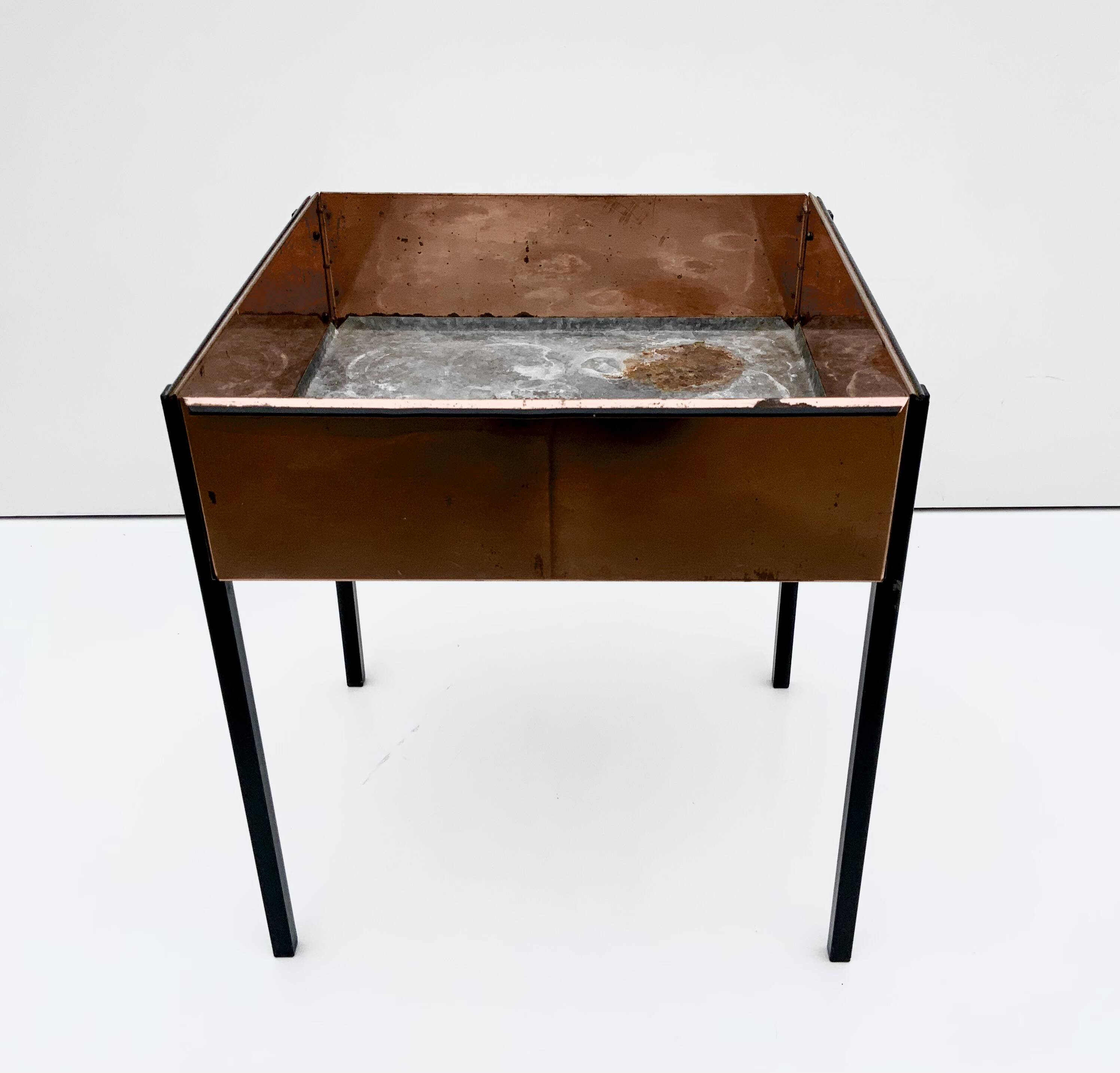 Hans Agne Jakobsson Square Copper Flower Table/ Pot Planter, AB Markaryd Sweden 1950s