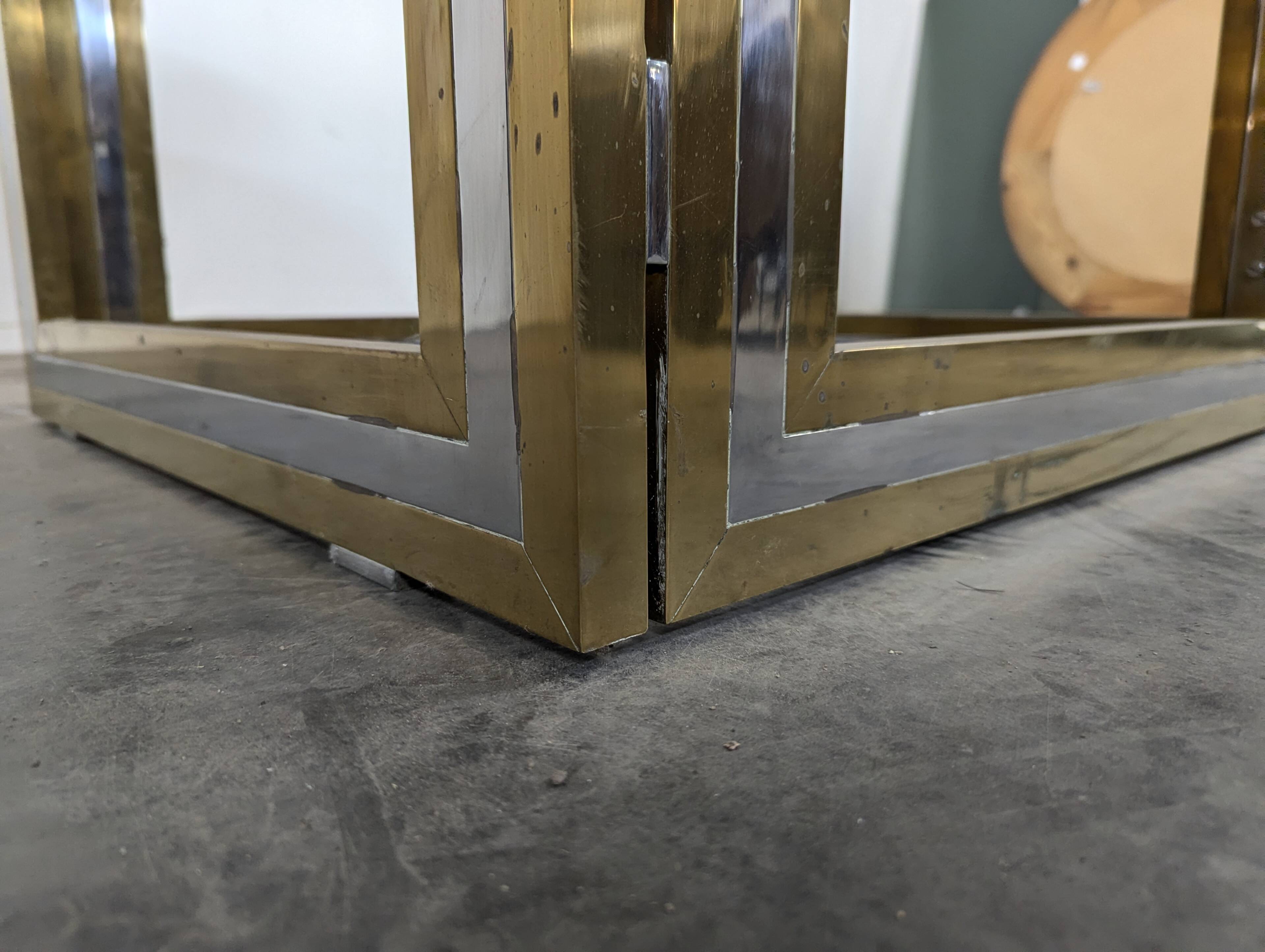 Italian dining table with a travertine top.