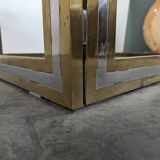 Italian dining table with a travertine top.