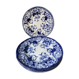 Set of 4 flat plates Creil and Montereau, Flora model