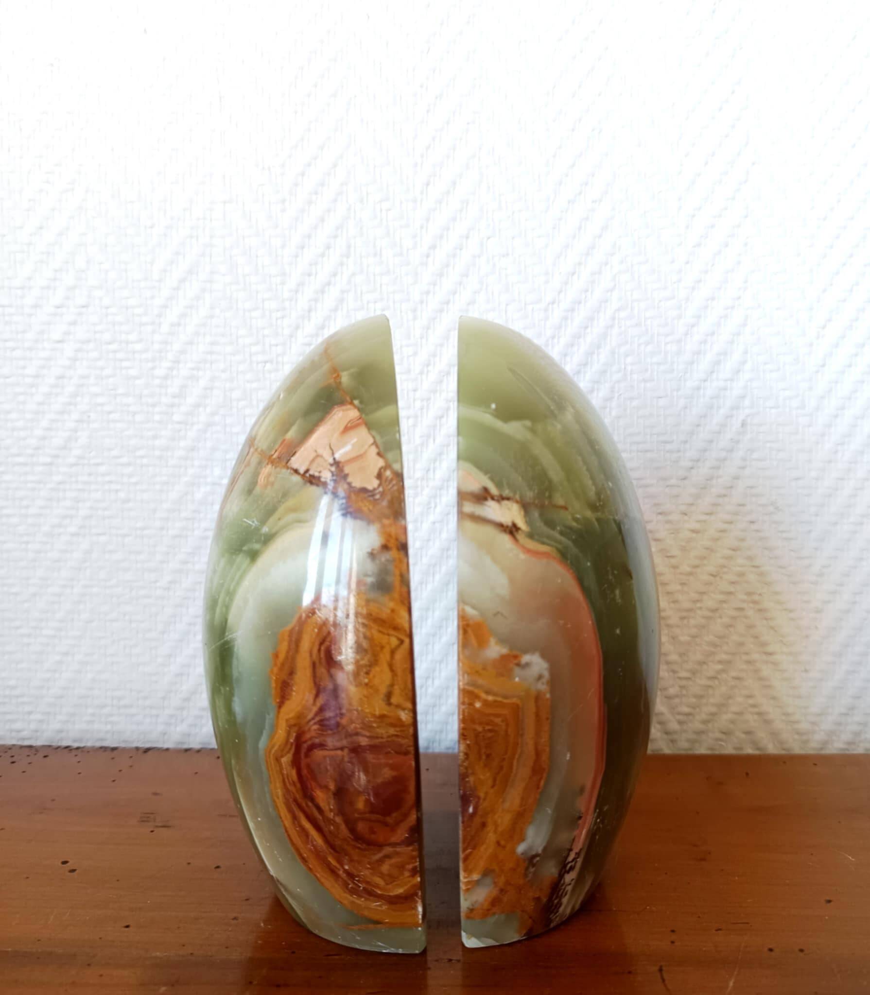 Onyx egg bookends circa 1970