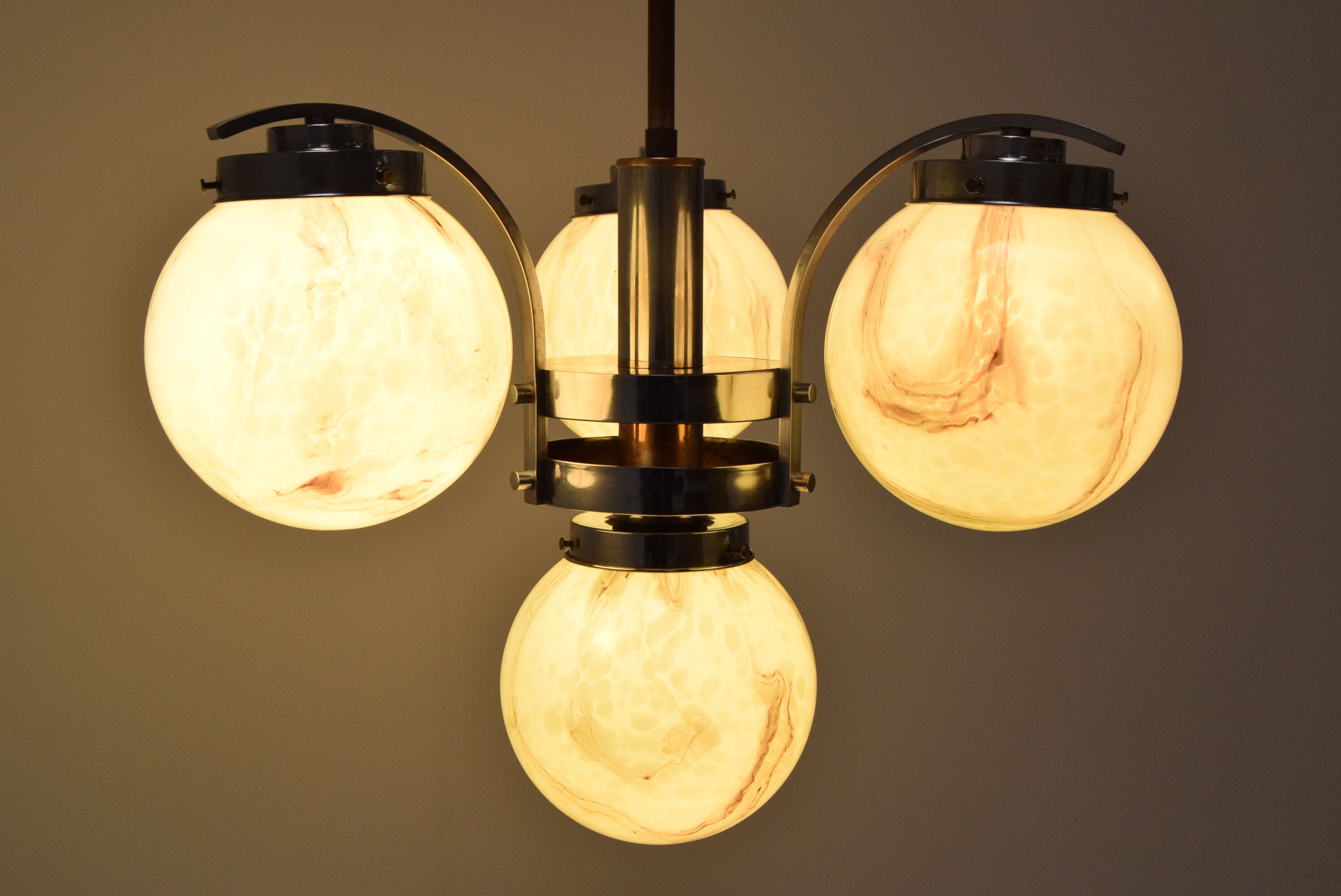 Art deco chrome chandelier,1930's.