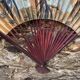 Vintage XXL wall fan hand-painted, Ibis