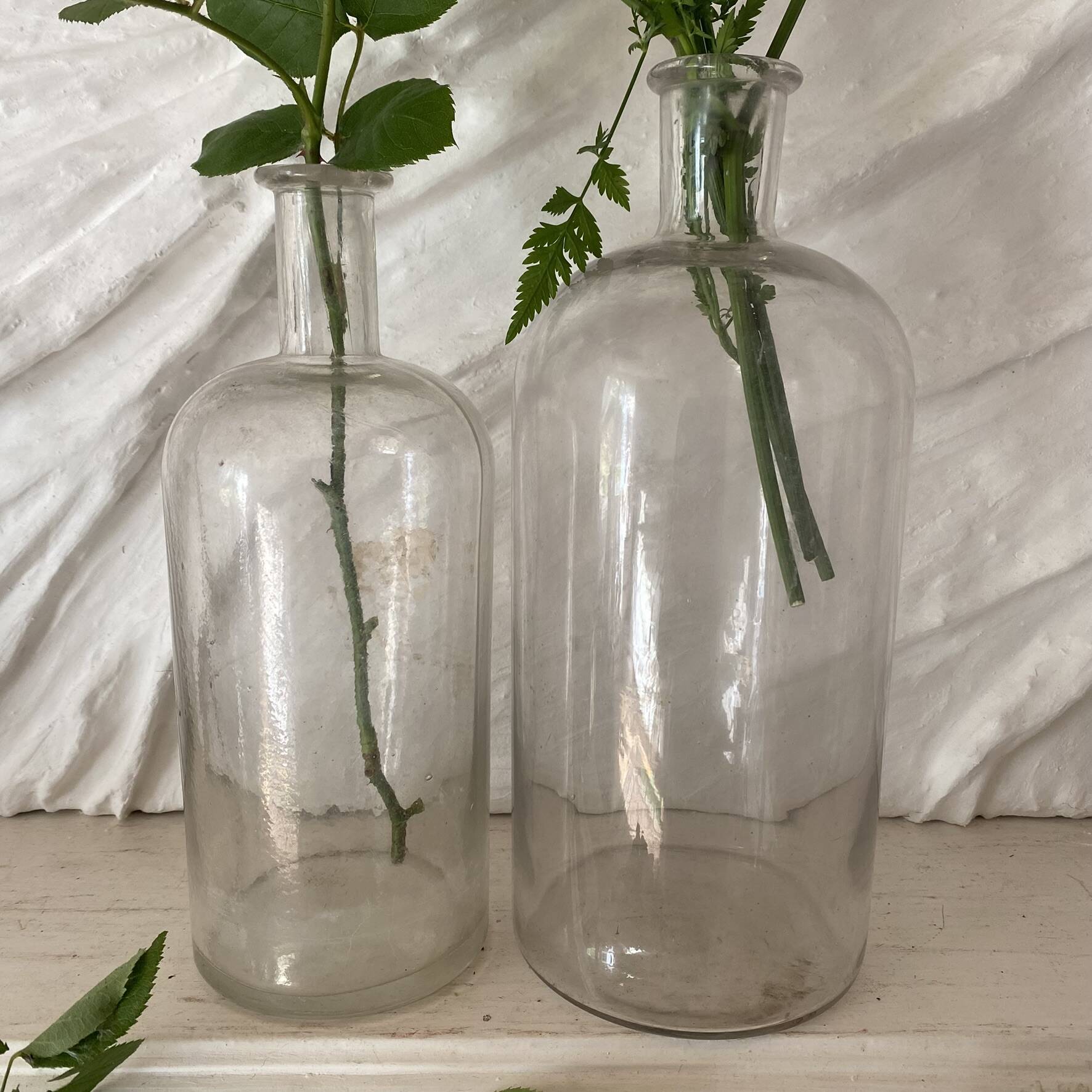 Old glass bottles pharmacy vials