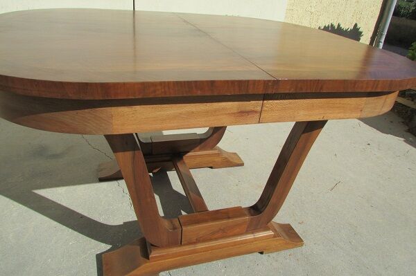 Art Deco oval table, 4 extensions, up to 18 people
