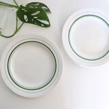 Ensemble de 4 assiette Mouin des Loups motif vert, vintage français, rustique, campagne