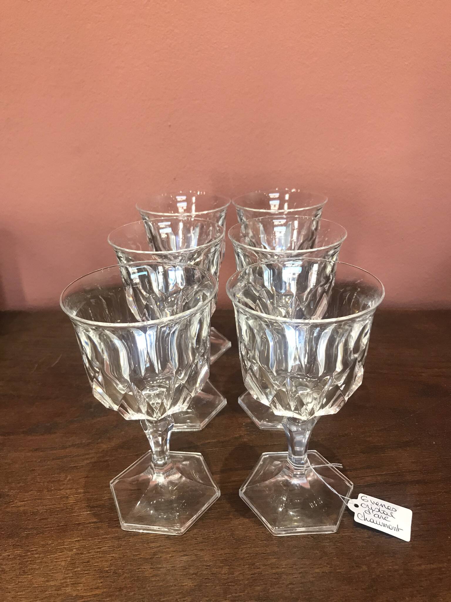 6 Arques crystal wine glasses, Chaumont model, 12.5cm