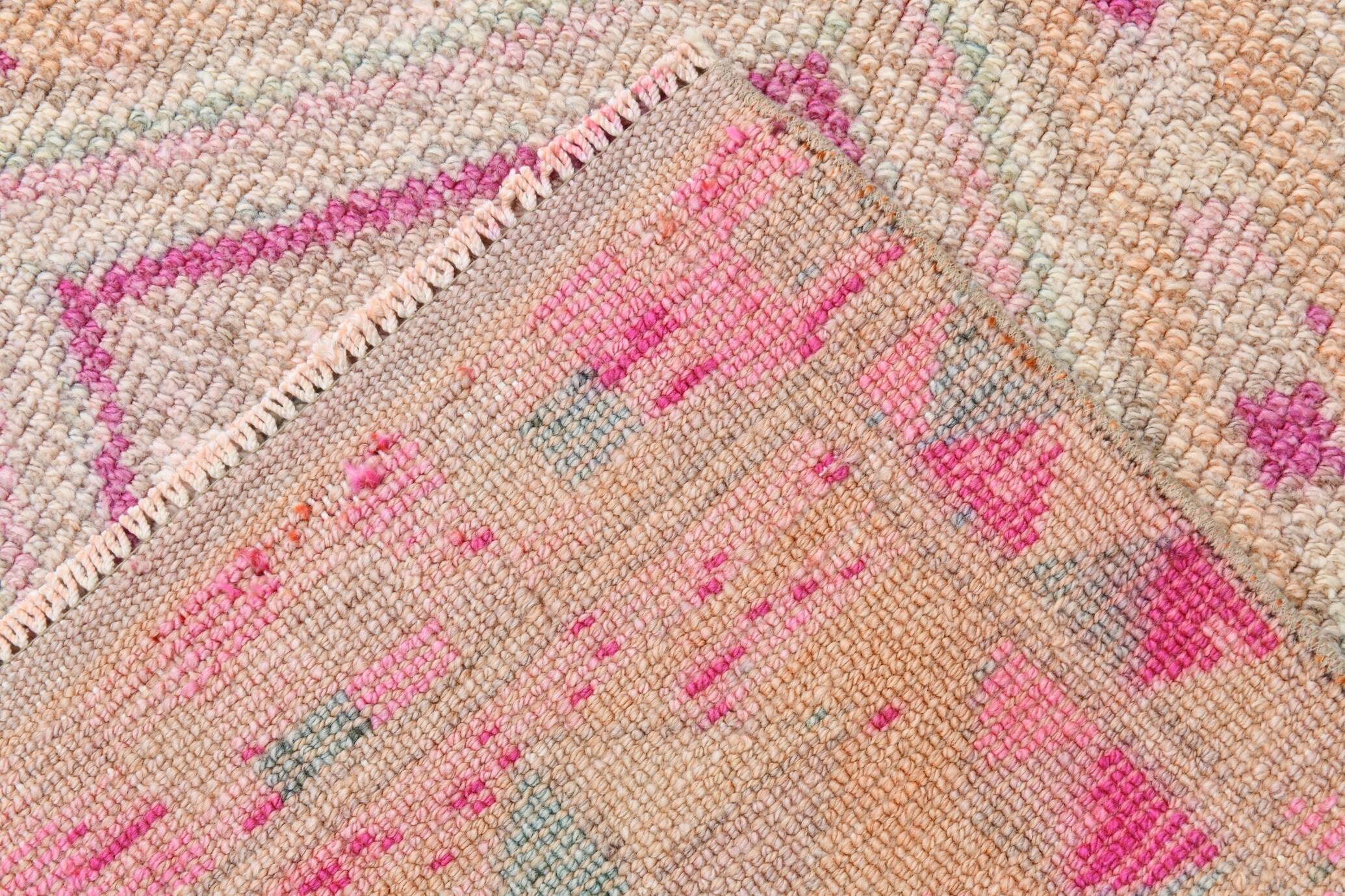 3x11 Soft Pink Turkish Runner Rug, 83x340 Cm
