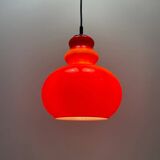 Red glass pendant by Peill and Putzler 1960