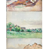 Painting Set of 3 watercolors Normandy Brittany Landscape Marine Ad. Cassagne