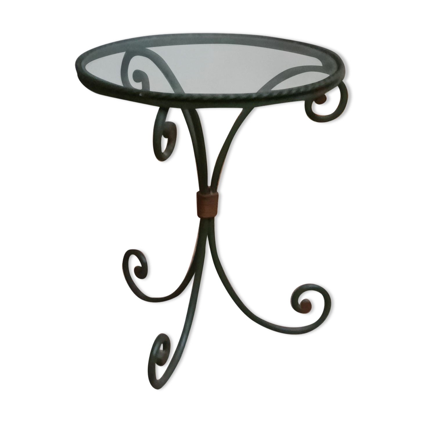 Round coffee table metal and glass