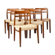 6 scandinavian teak dining chairs with papercord in natural colour from norway