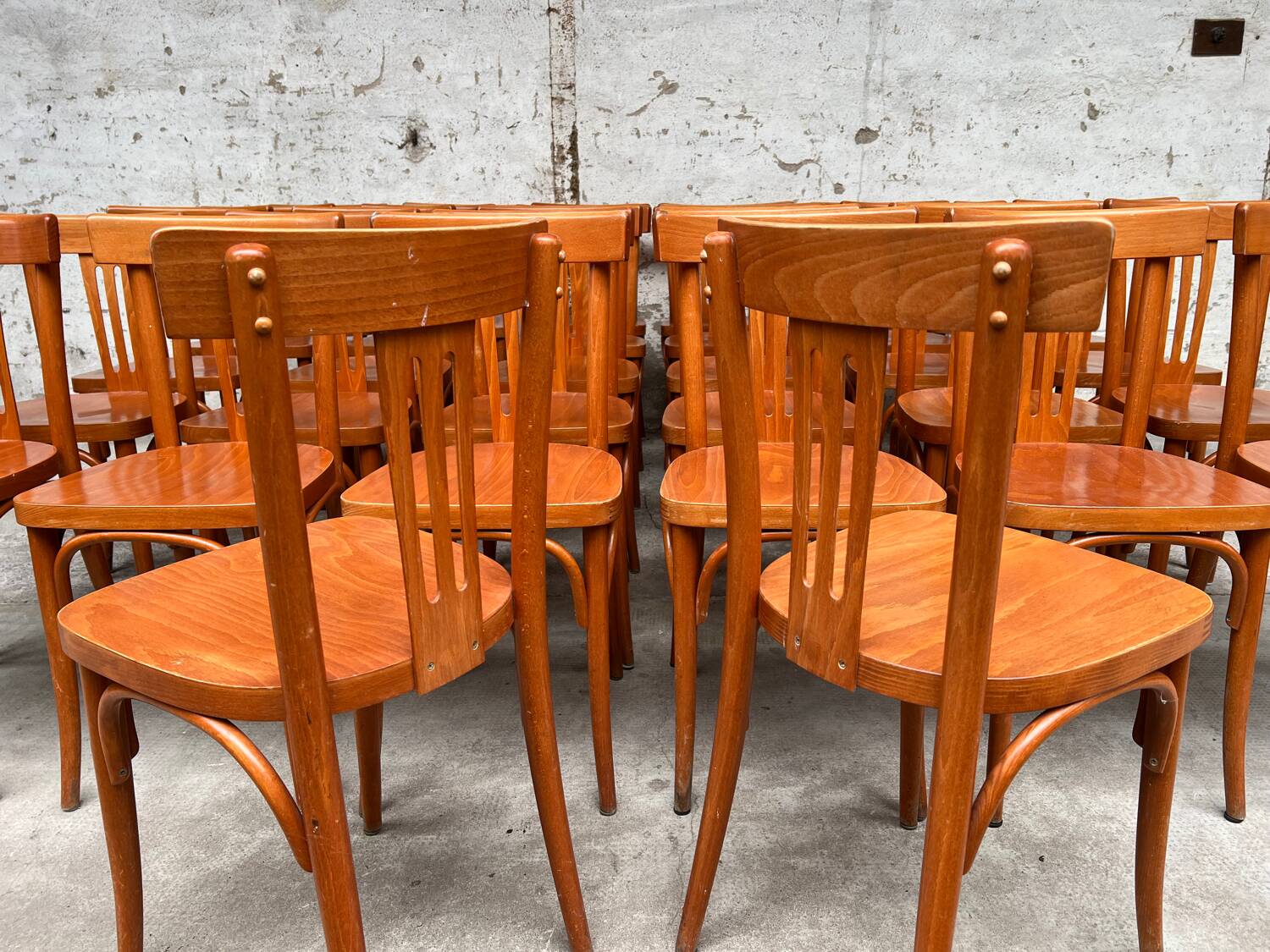 Set of 32 vintage bistro chairs