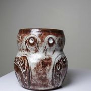 Vintage owl pot in glazed stoneware by Alain Granet, Vallauris 1960s-1970s.