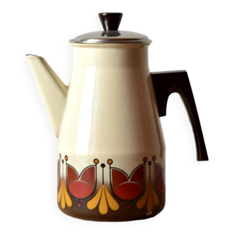 Cafetière vintage en métal émaillé et Bakélite - 1960