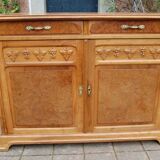 Art Nouveau period sideboard in walnut and walnut burl from the 1900s, Nancy school