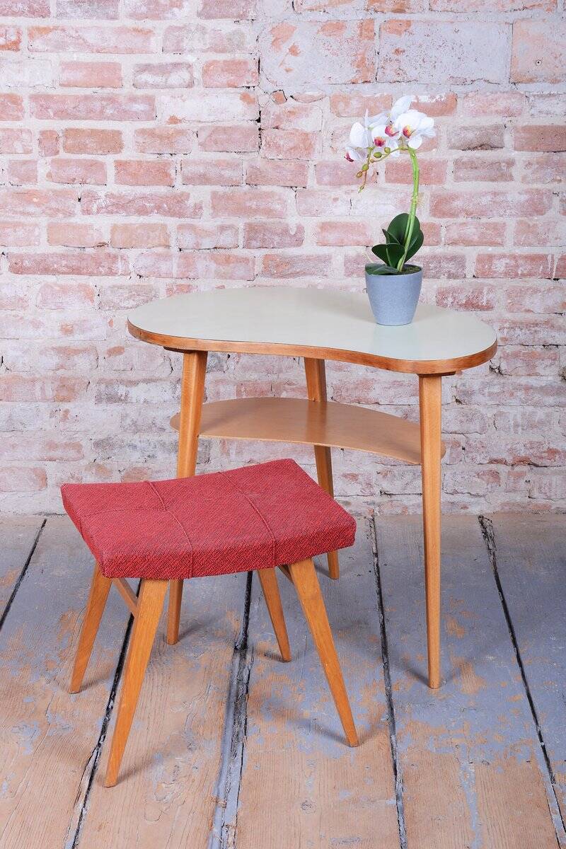 Mid-Century Side Table in Beech and Plywood, Czech, 1950s