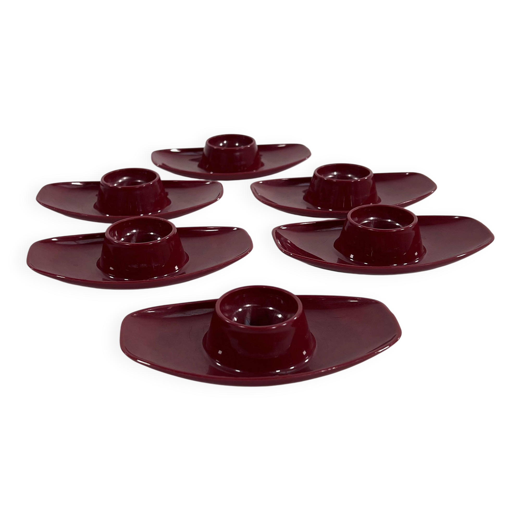 Set of 6 Space Age Bordeaux egg cups by Luran, Germany, 1970