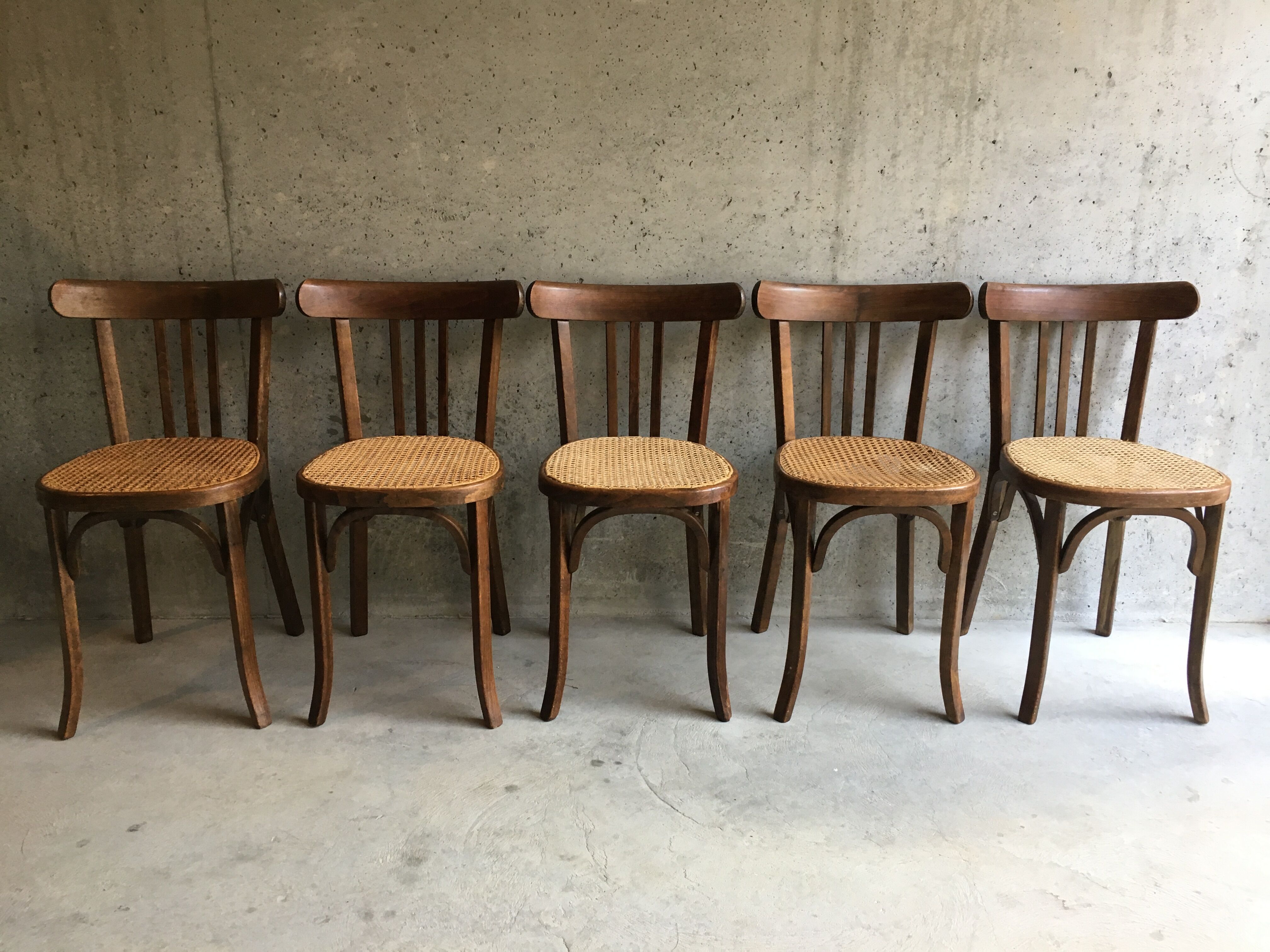 Set of 5 canned Baumann chairs