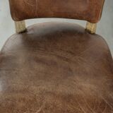 Set of 4 vintage cowhide and wooden dining chairs