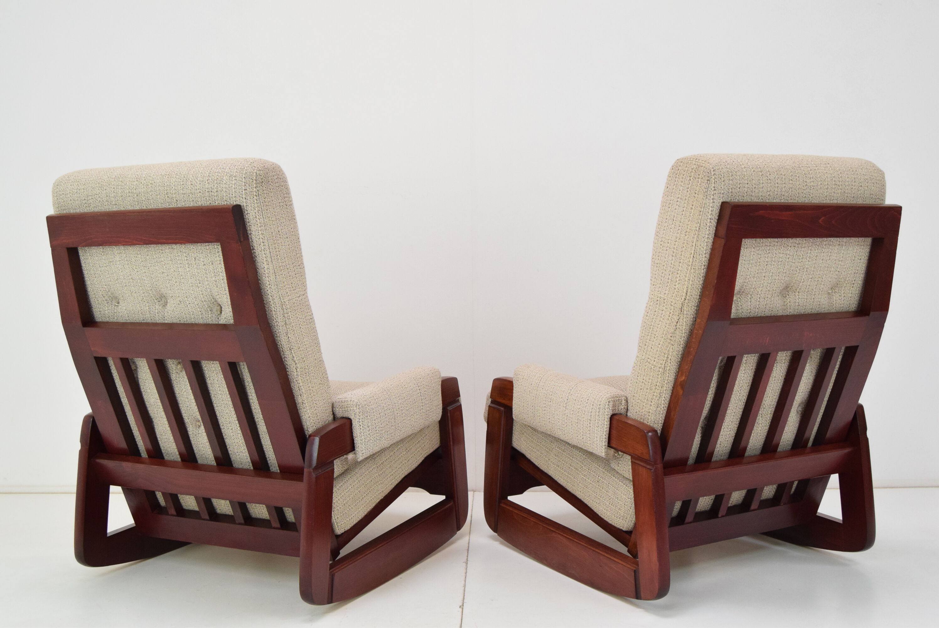 Pair of Mid-century Design Rocking Armchairs,1980's.