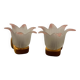 Pair of glass flower pine wall lights