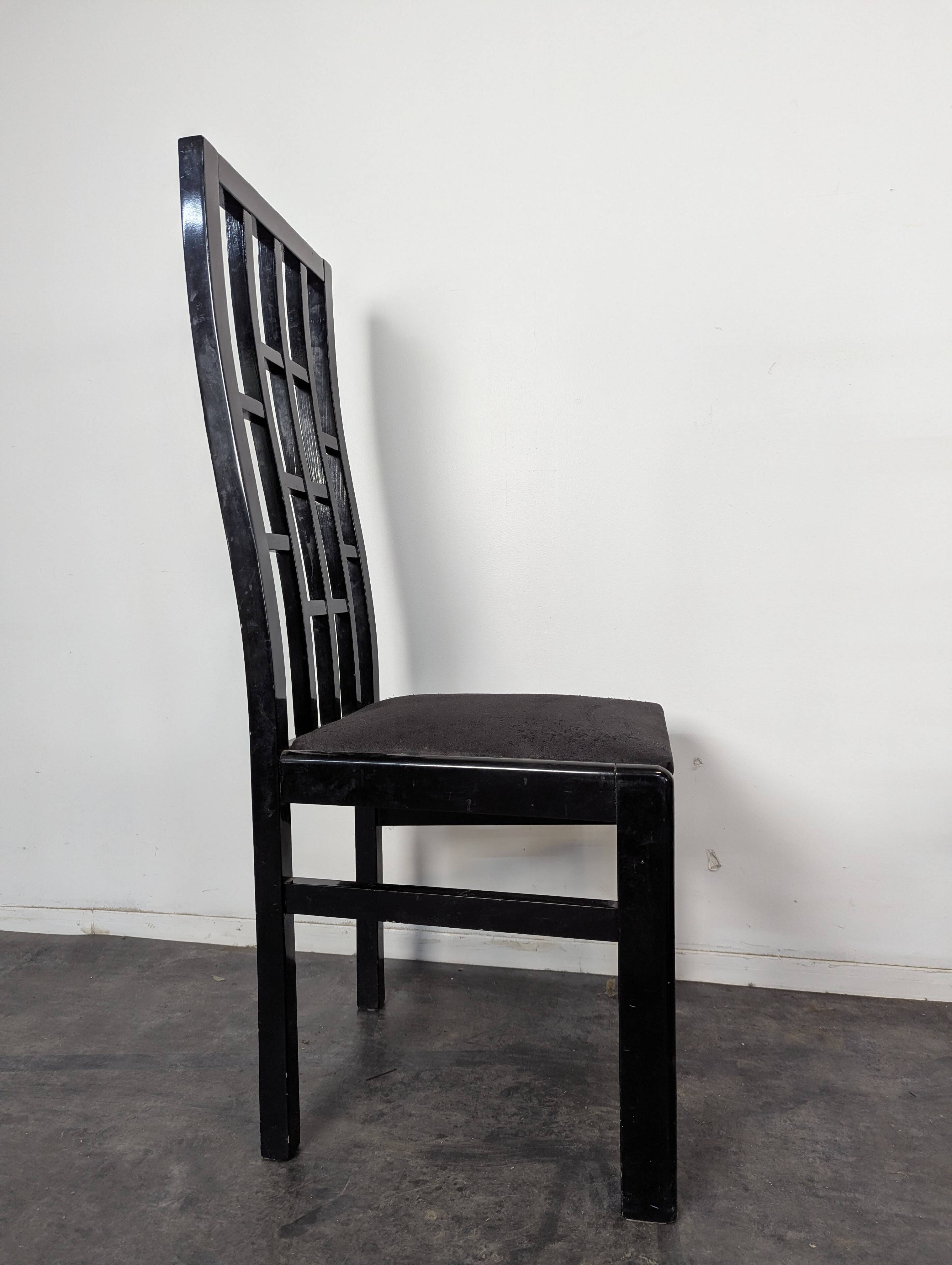 Set of 6 black lacquered Japonese-style chairs.