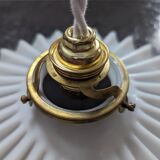 Ancienne suspension baladeuse en opaline plissée/drapée blanche Art déco 1930 Ø 24.5 cm