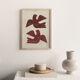 Painting on paper 30x40cm terracotta birds M756 signed Eawy