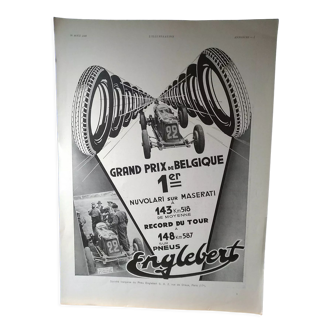 Paper advertisement tire englebert grand prix car issue magazine 1933