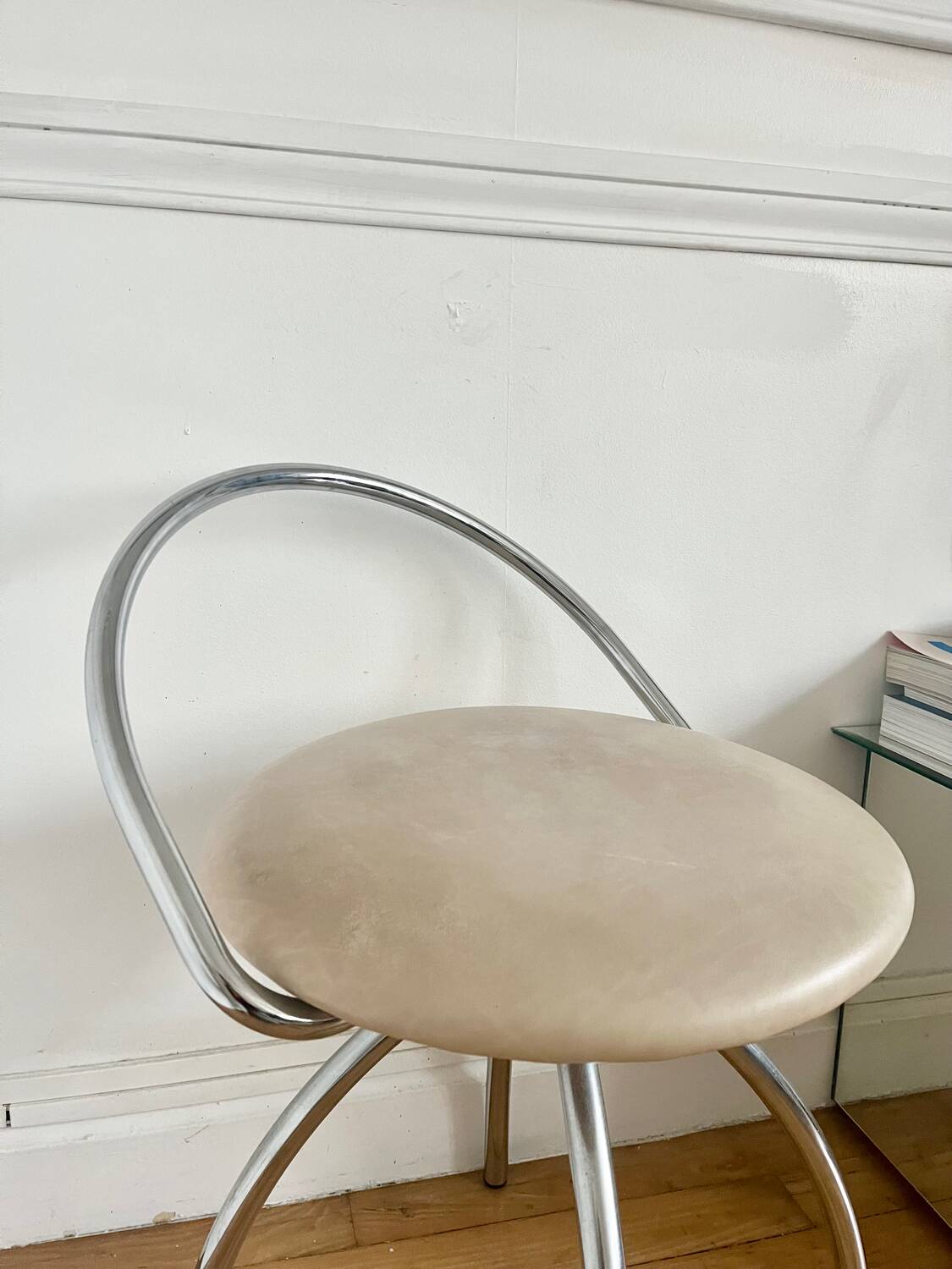 Vintage chrome metal swivel chair