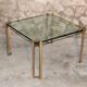 Vintage square coffee table in glass and brass by Peter Ghyzcy