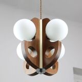 Mid-century scandinavian chrome & opaline chandelier, 1960s