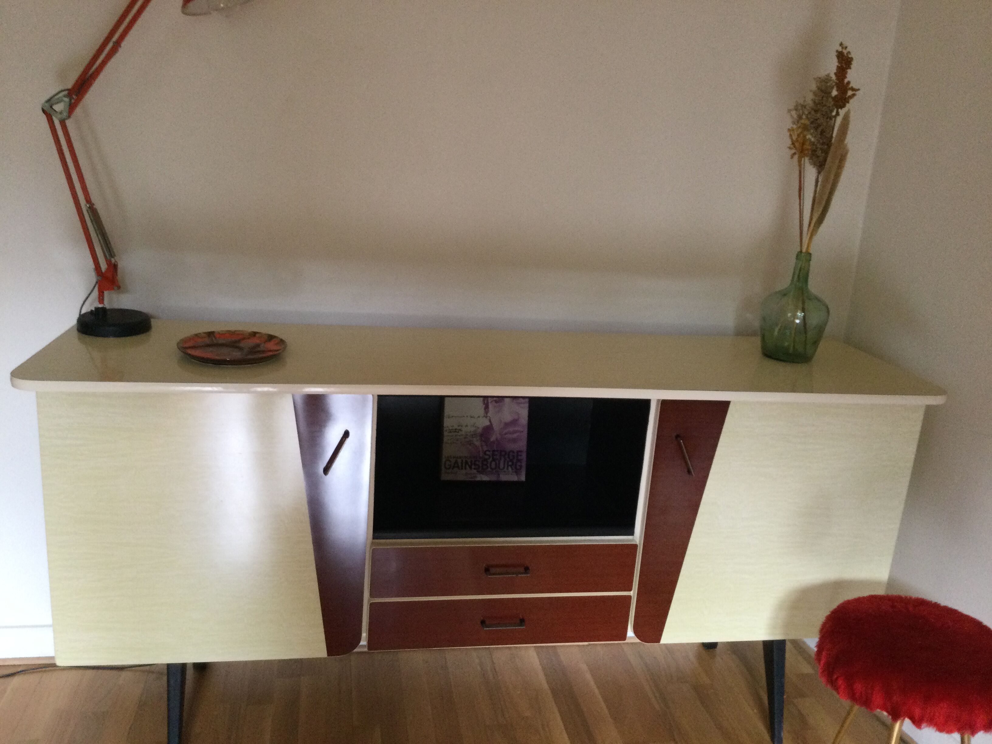 Enfilade vintage bois et formica