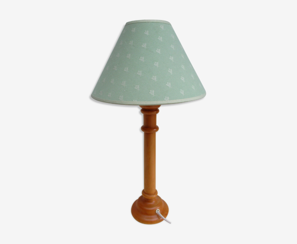 Lampe de table pied bois tourné